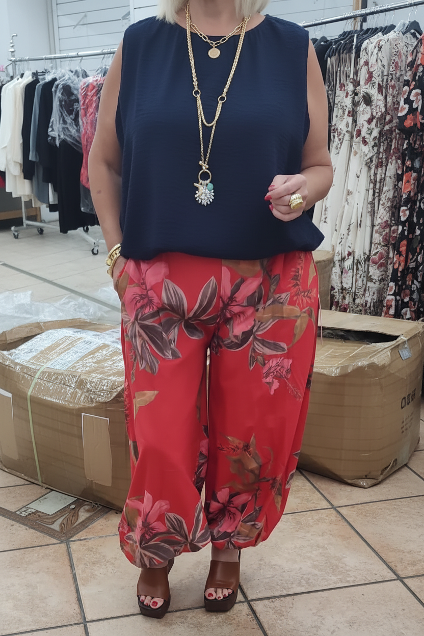 Italian Blouson Top – Sleeveless Textured One Size