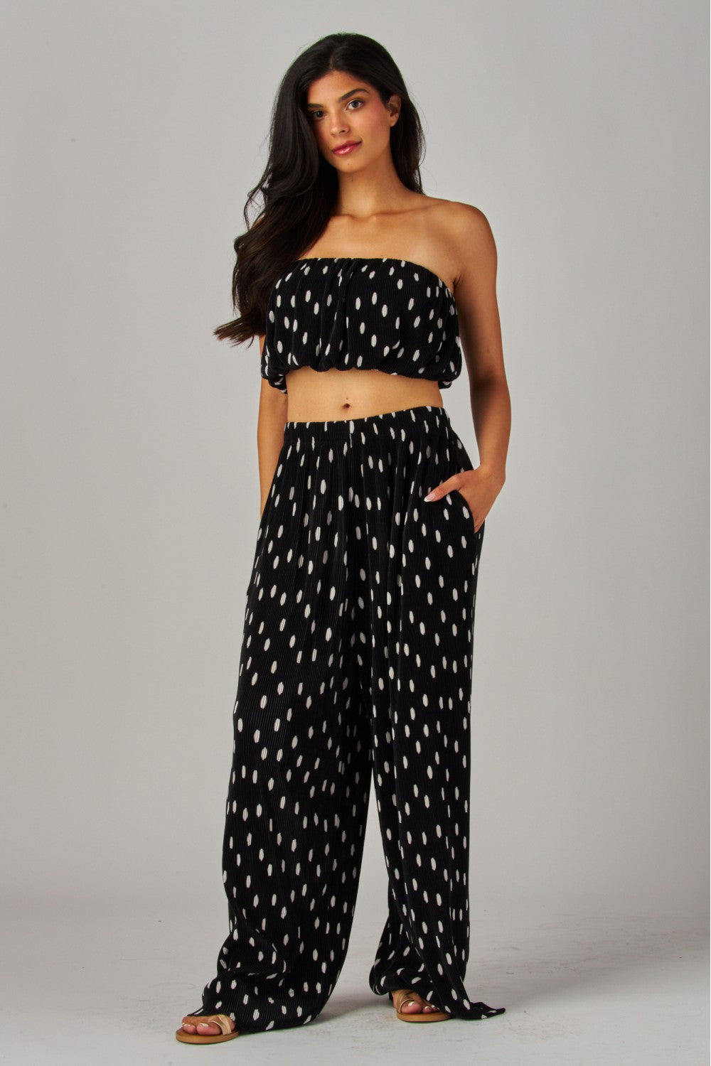 Conjunto de Pantalón y Top Blanco/Negro