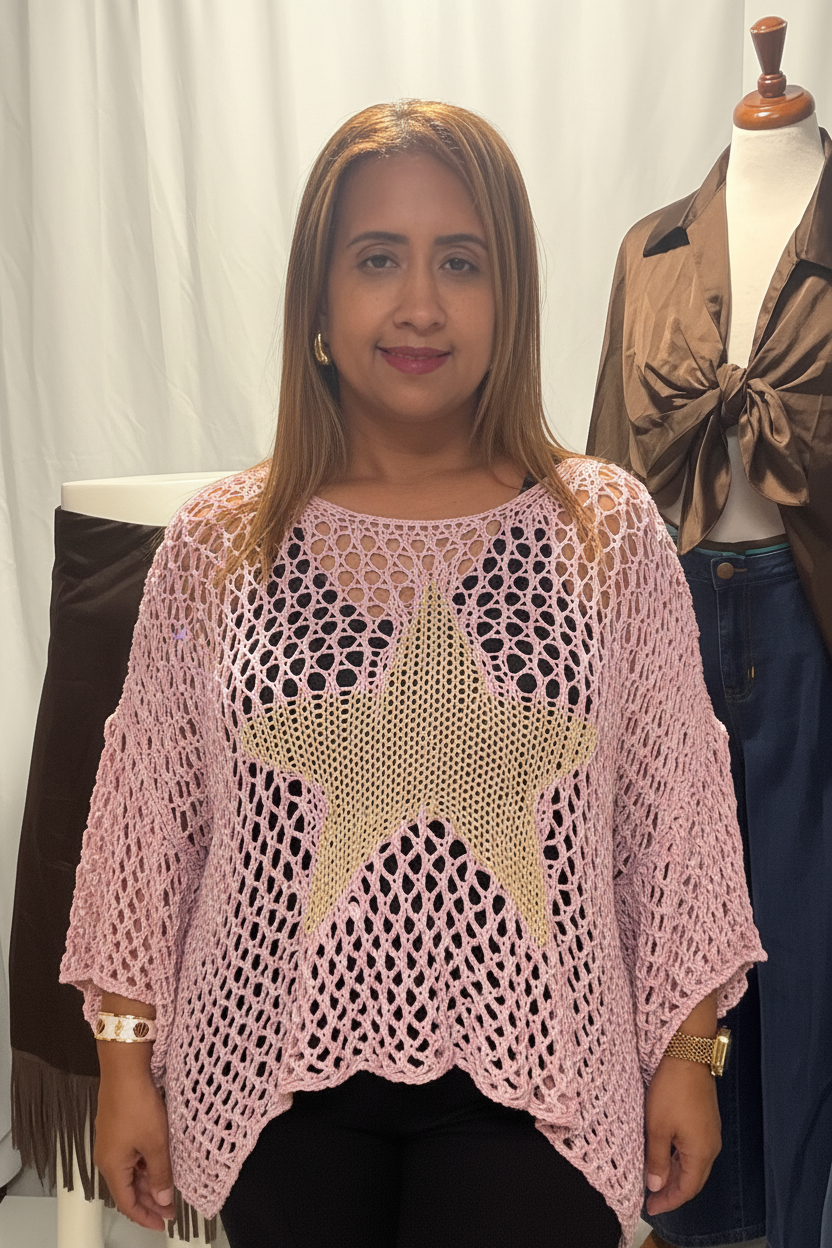 Sweater Hilo con Estrella Dorada Made in Italy - Talla Única