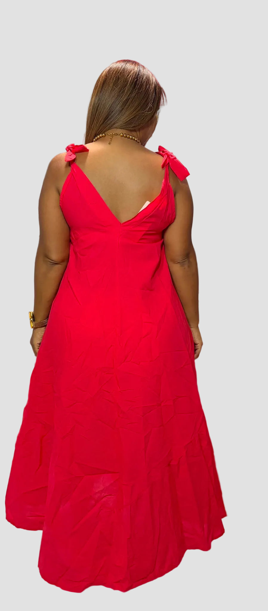 Italian Red Floral Embroidered Dress – One Size
