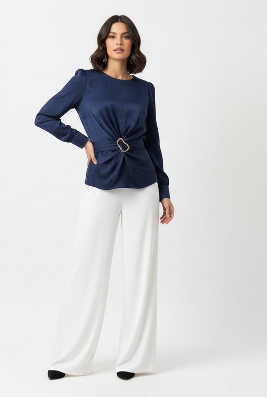 Satin long sleeve top