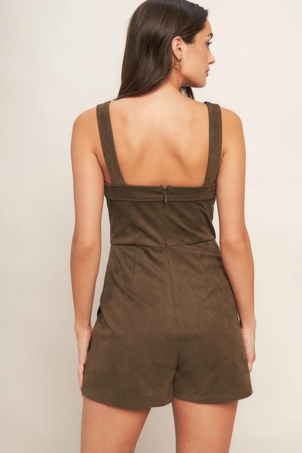 Romper Skort Suede Brown