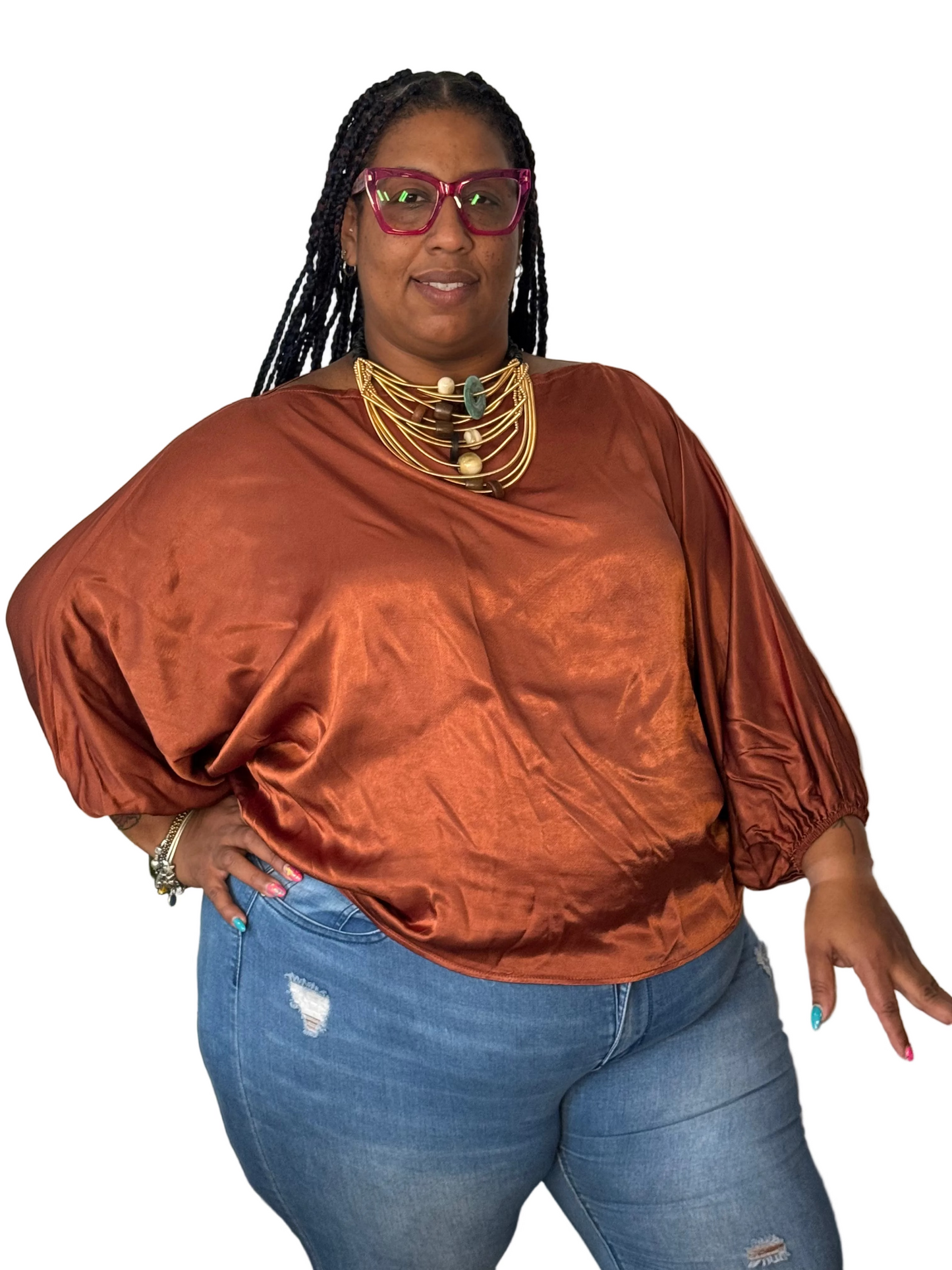 Satin Bronze Blouse Made in Italy