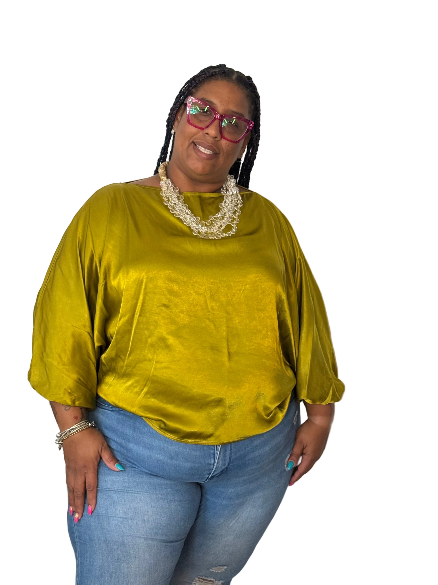 Satin Lime Blouse Made in Italy