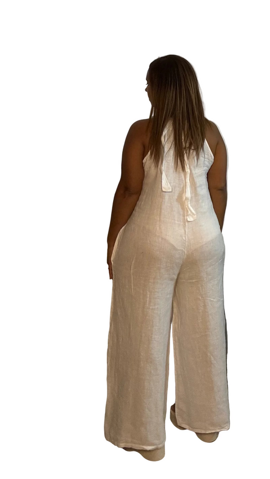 Linen White Jumpsuit Made in Italy