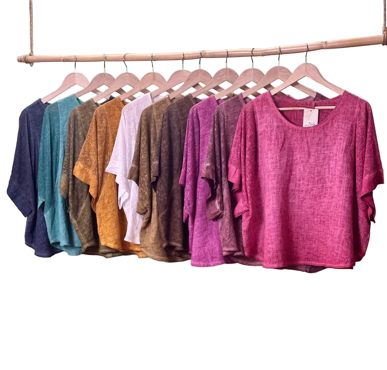 Blusa Italiana de Lino con Mangas de Contraste - Made in Italy