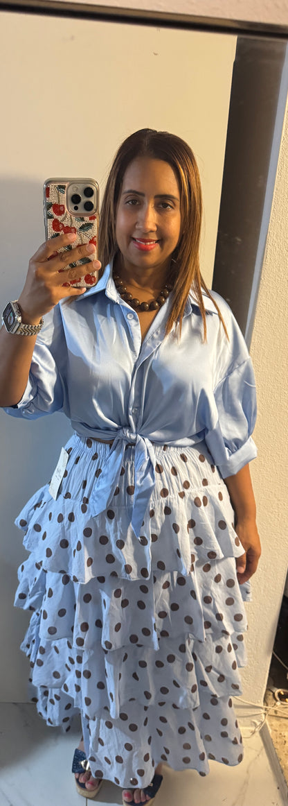 Camisa de seda con mangas y botones italiana