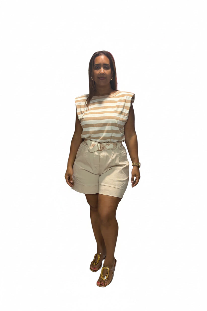 Short Italiano con Correa Floral – Estilo Versátil, One Size