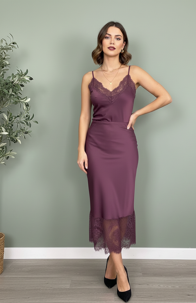 Body de encaje elegante color vino, tiras ajustables