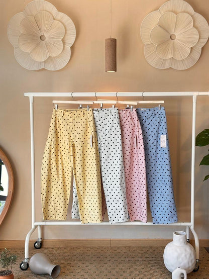 Pantalón Barrel Polka Dots | Tela Italiana | Elegante y Versátil