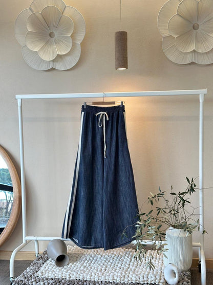 Italian Palazzo Jean – White Stripe