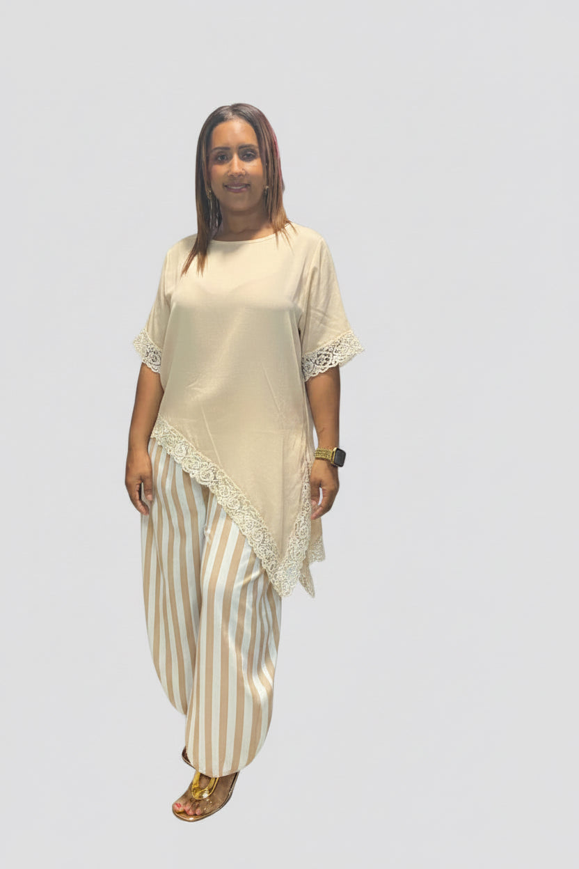 Top Satinado Asimétrico con Encaje | One Size | Italiana