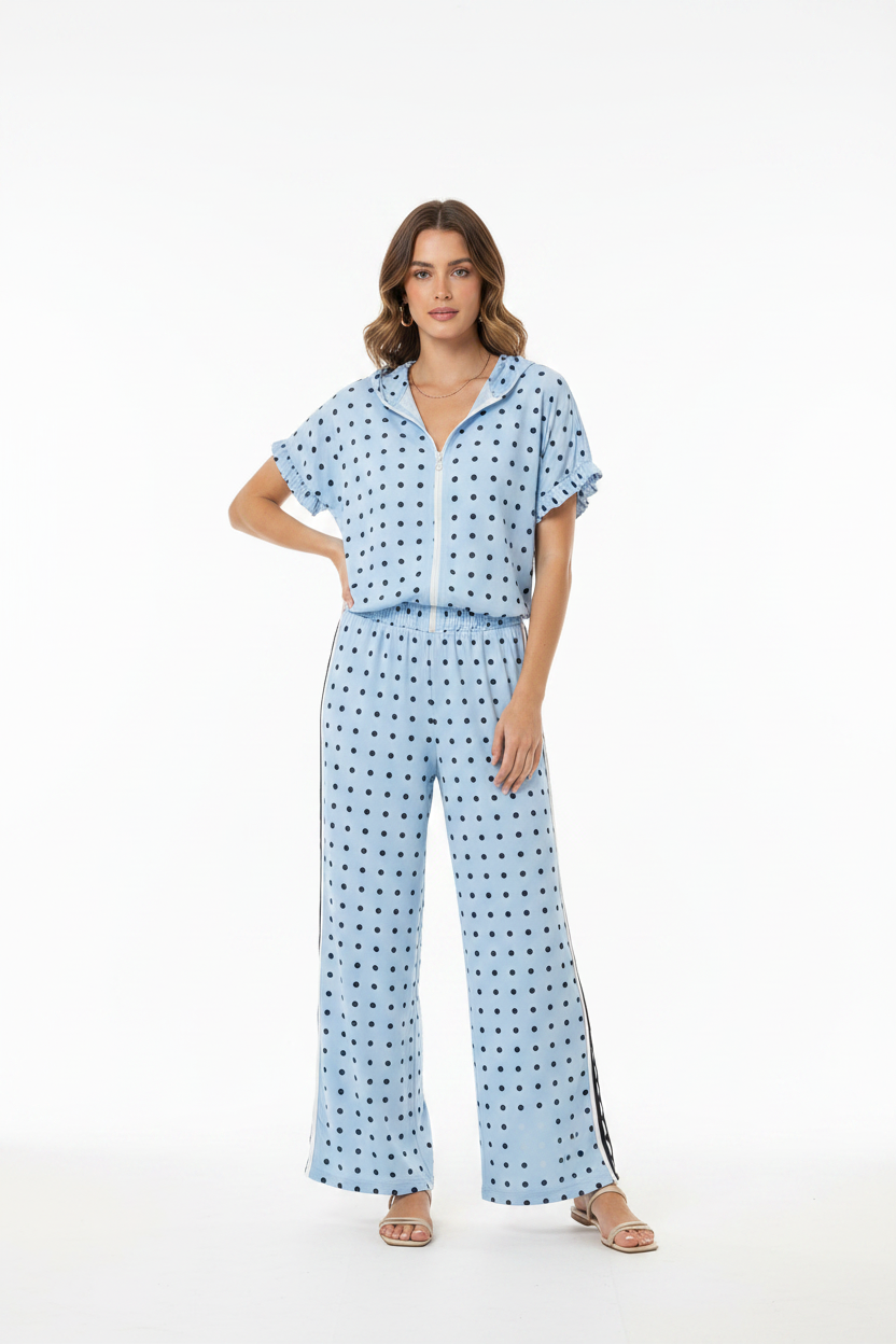 Set Viajero Italiano — Conjunto Polkadots de Manga Corta con Zipper