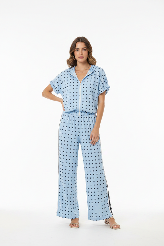 Set Viajero Italiano — Conjunto Polkadots de Manga Corta con Zipper