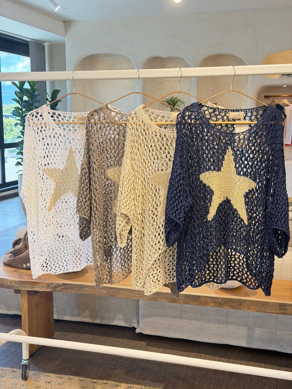 Sweater Hilo con Estrella Dorada Made in Italy - Talla Única