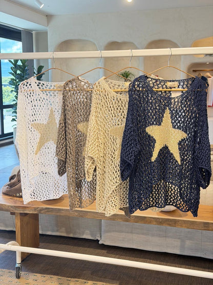 Sweater Hilo con Estrella Dorada Made in Italy - Talla Única