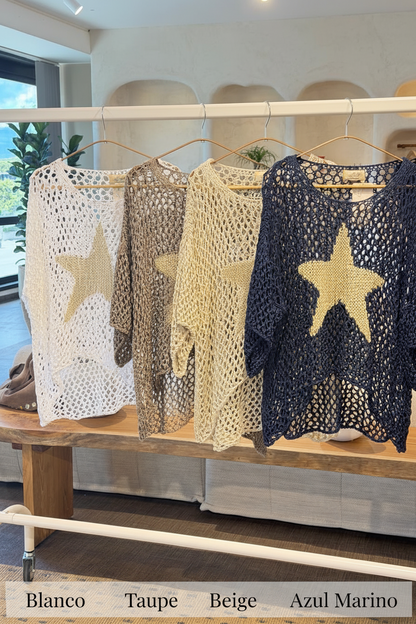 Sweater Hilo con Estrella Dorada Made in Italy - Talla Única