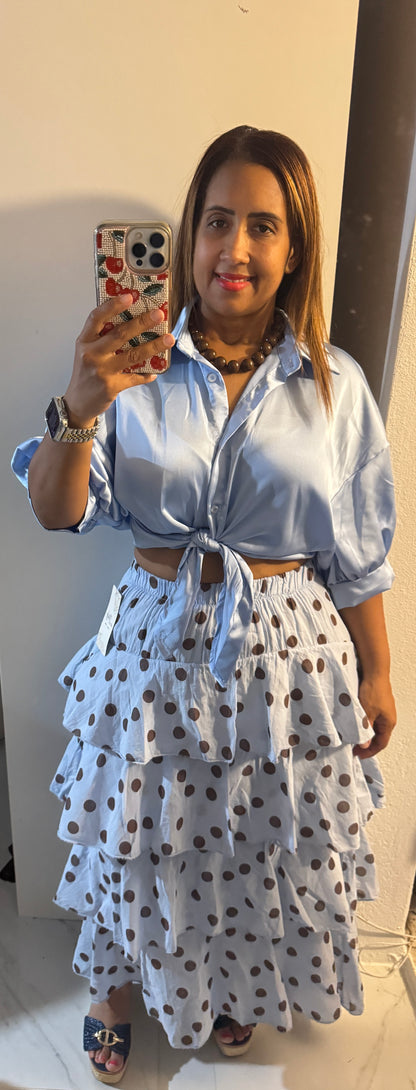 Falda Italiana de Volantes con Polka Dots | Maxi Larga