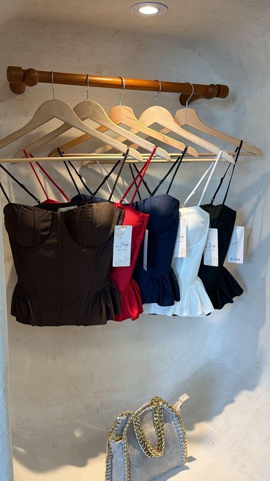 Top Corset Italiano con Volante | Copas y Tirantes Ajustables | One Size