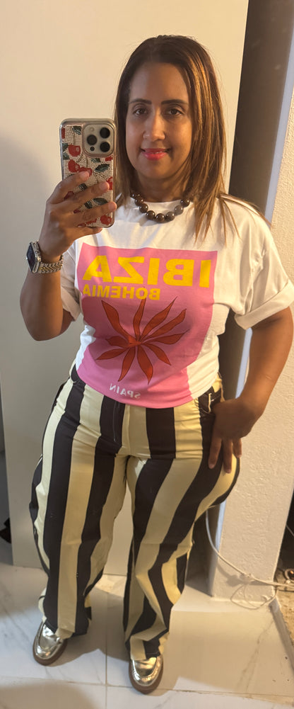 White Graphic Tee – Peach & Beach Summer Prints | One Size Italian