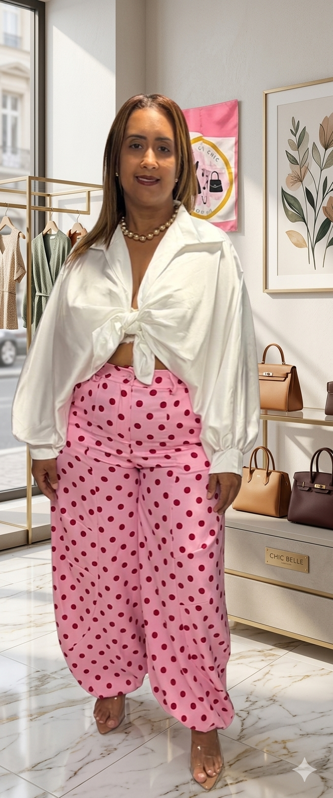 Blusa Satinada con Nudo al Busto Made in Italy - Talla Única