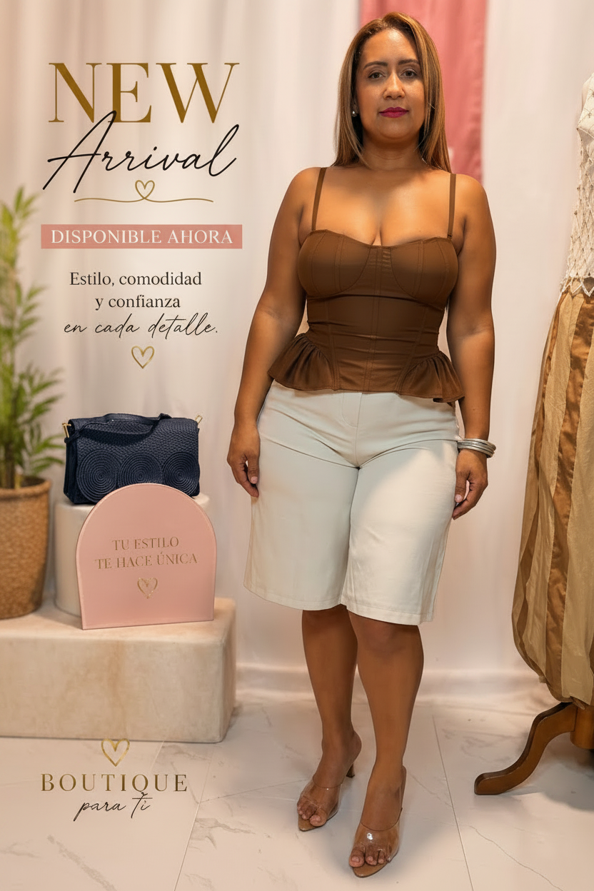 Top Corset Italiano con Volante | Copas y Tirantes Ajustables | One Size