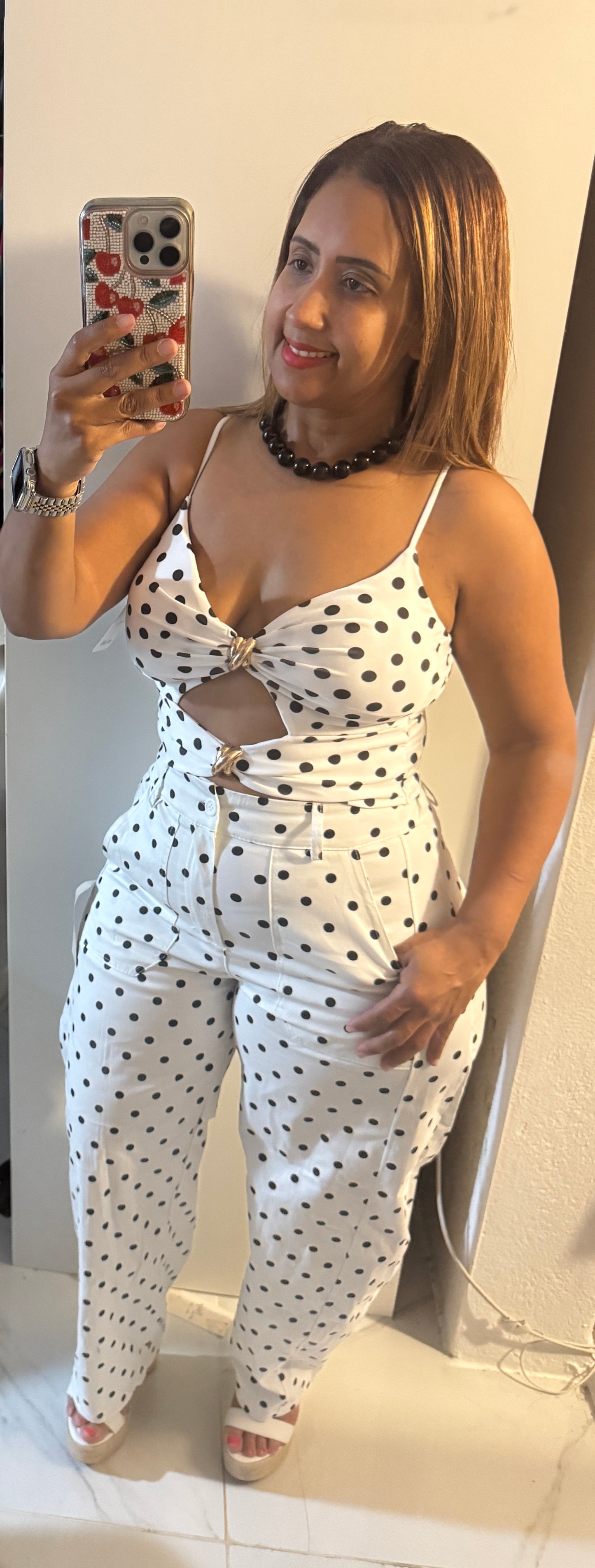 Pantalón Barrel Polka Dots | Tela Italiana | Elegante y Versátil