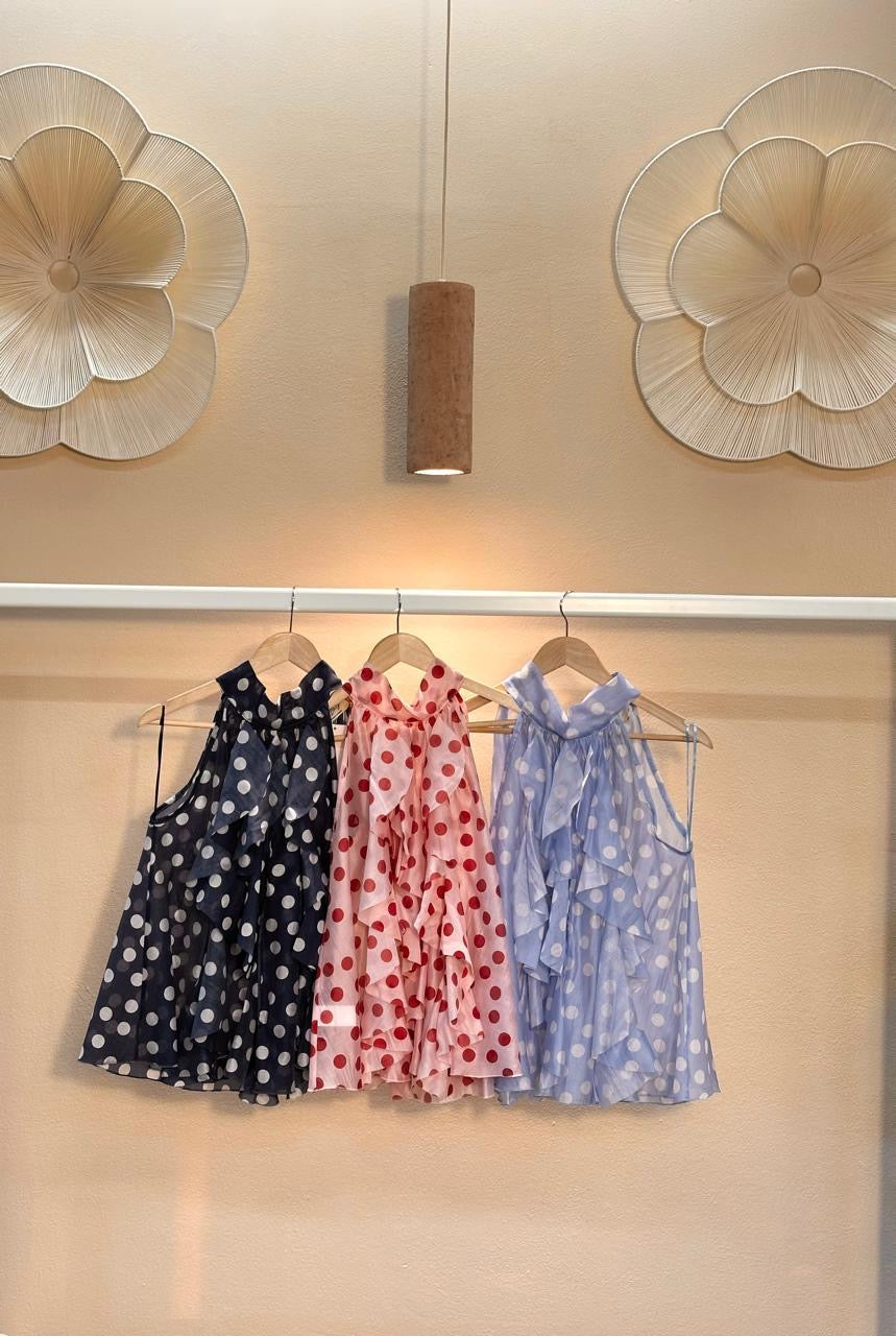 Top Polka Dots con Ruffles y Lazo en la Espalda | One Size
