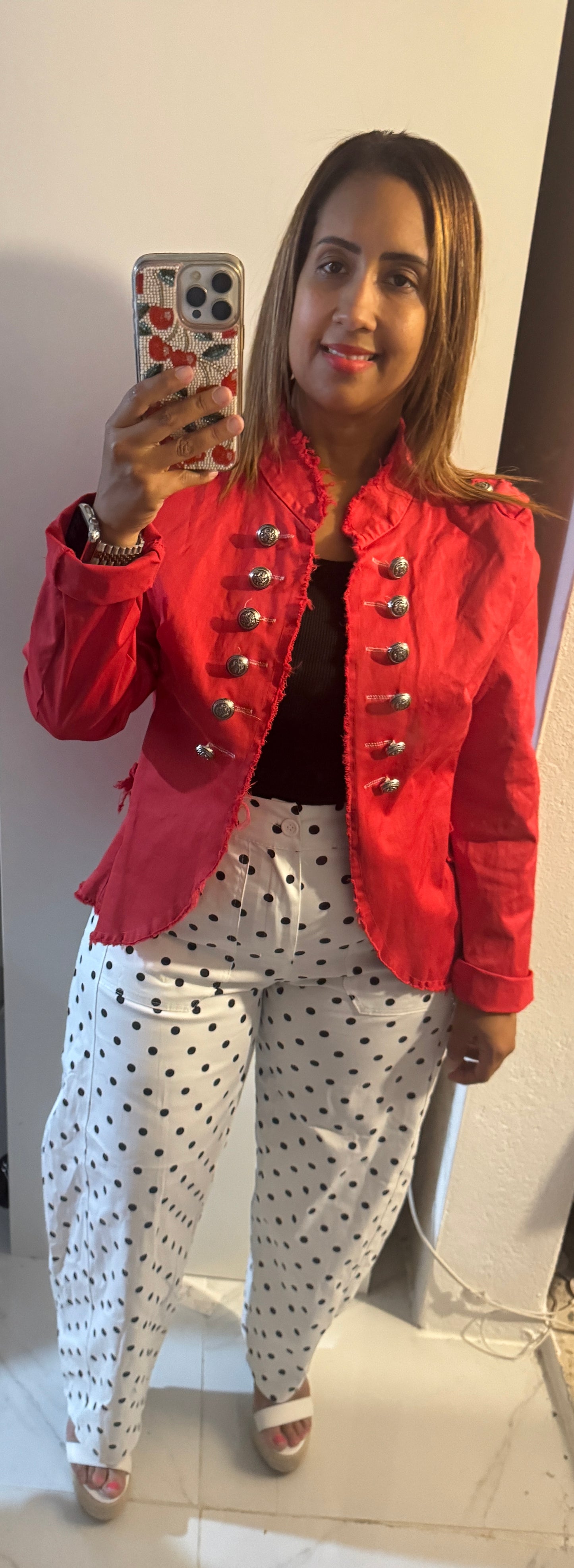 Pantalón Barrel Polka Dots | Tela Italiana | Elegante y Versátil