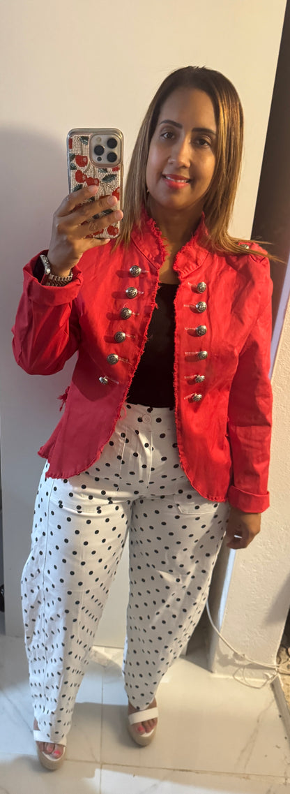 Pantalón Barrel Polka Dots | Tela Italiana | Elegante y Versátil