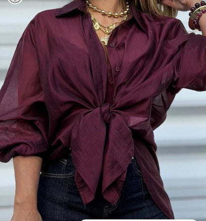 Blusa Italiana de Botones Larga - Elegante y Versátil | Talla Única