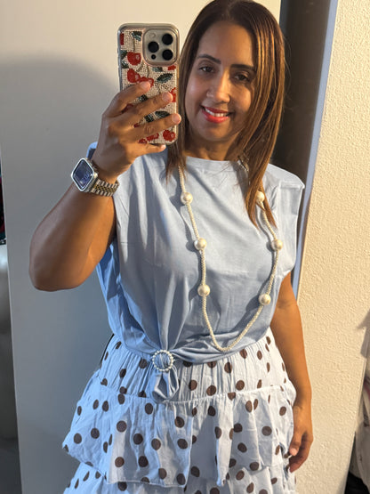 Falda Italiana de Volantes con Polka Dots | Maxi Larga