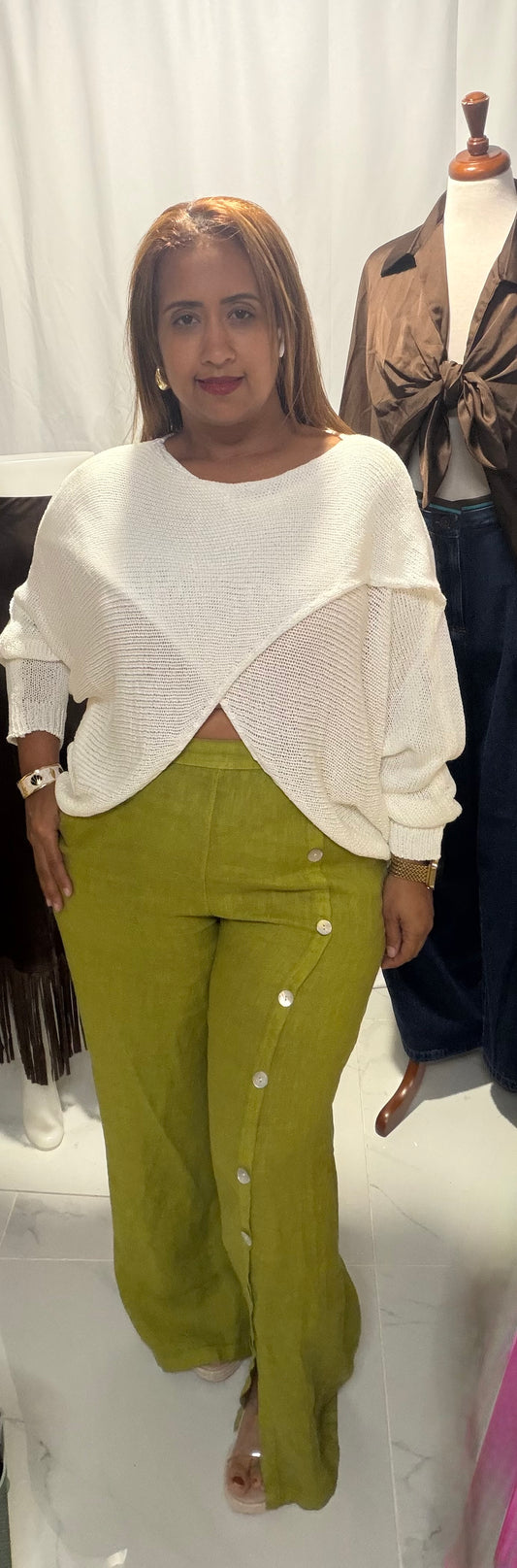 Sweater de Punto Hilo Italiano - Color Beige Ivory