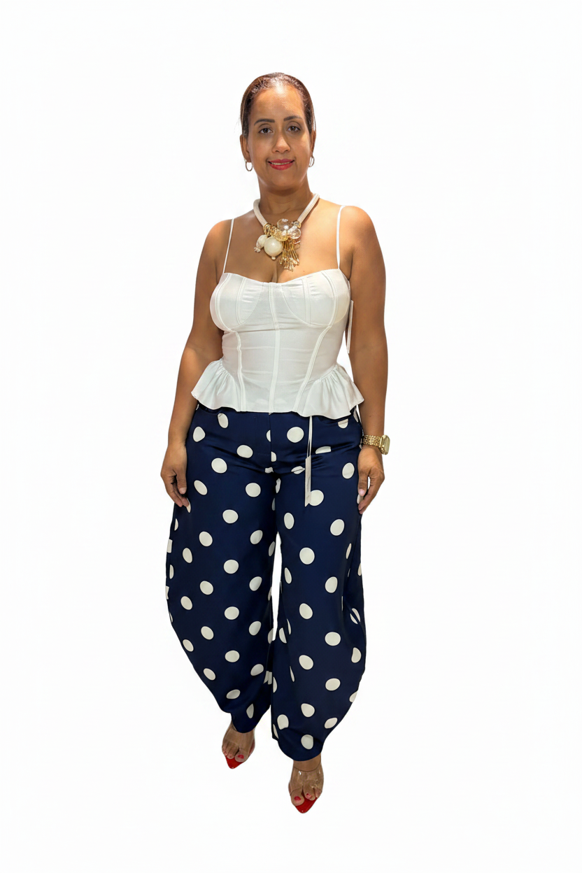 Italian Barrel Leg Trouser | One Size | Polka Dot