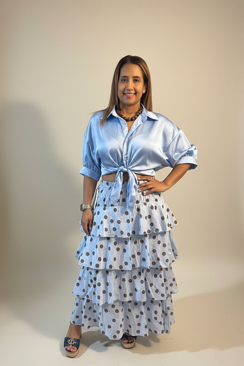 Camisa de seda con mangas y botones italiana