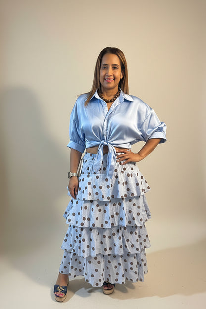 Camisa de seda con mangas y botones italiana