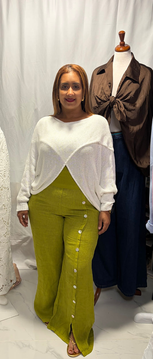 Sweater de Punto Hilo Italiano - Color Beige Ivory