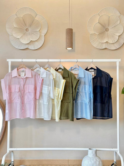 Camisa de Botones con Bolsillos – Tela Italiana