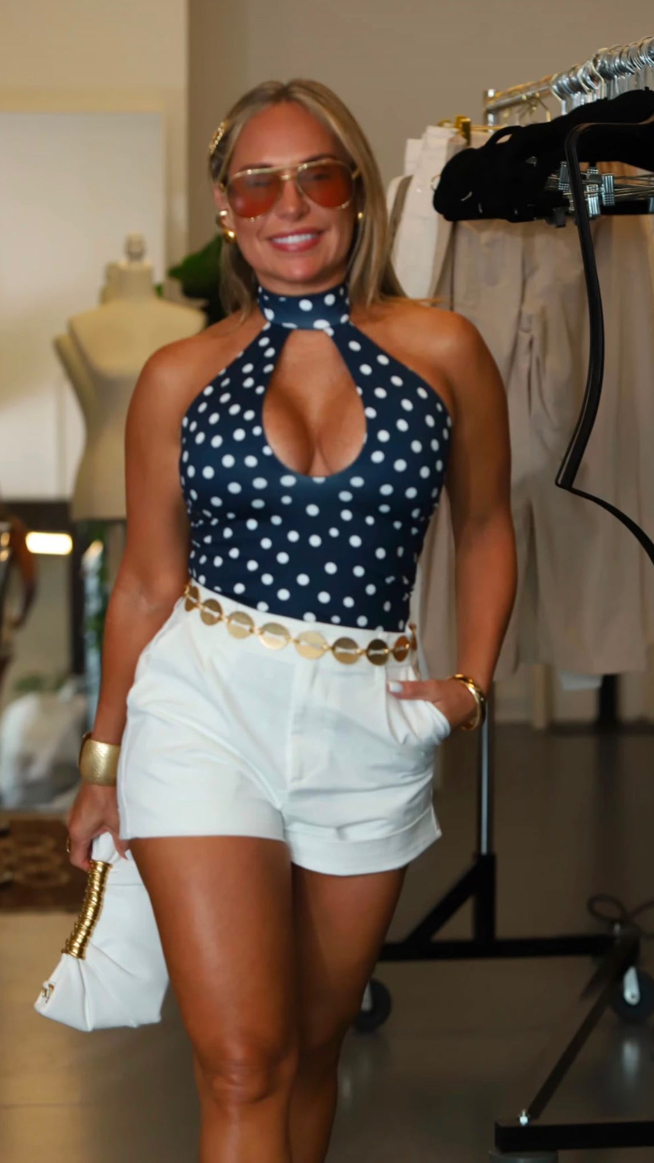 Polka Dots Halter Body — Italian Spandex | One Size