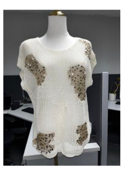 Camisa Tejida con Lentejuelas Doradas | One Size