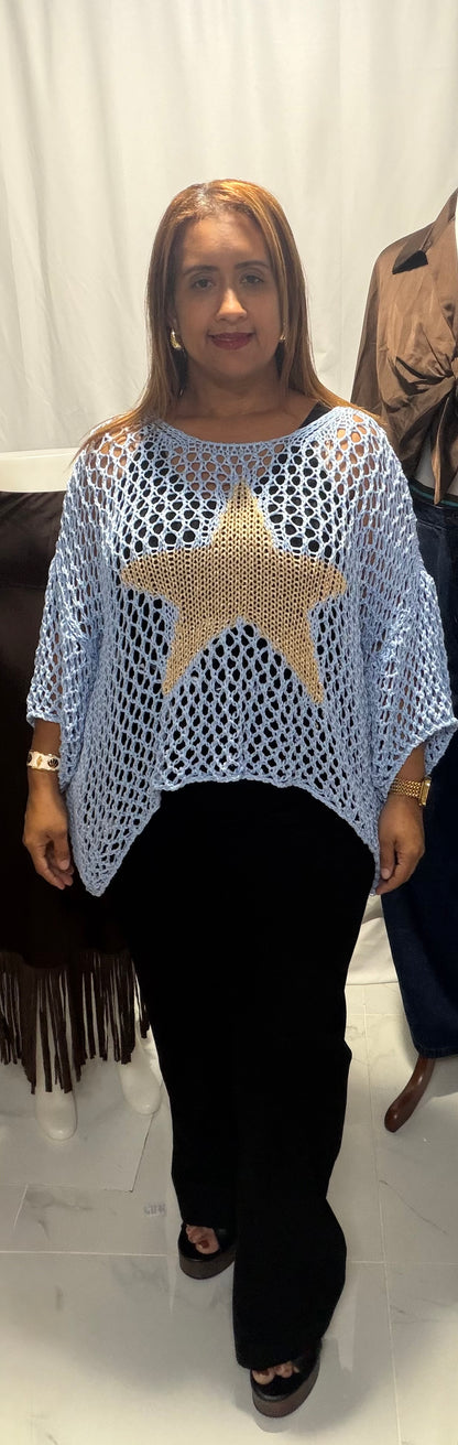 Sweater Hilo con Estrella Dorada Made in Italy - Talla Única