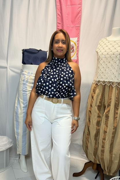 Top Polka Dots con Ruffles y Lazo en la Espalda | One Size
