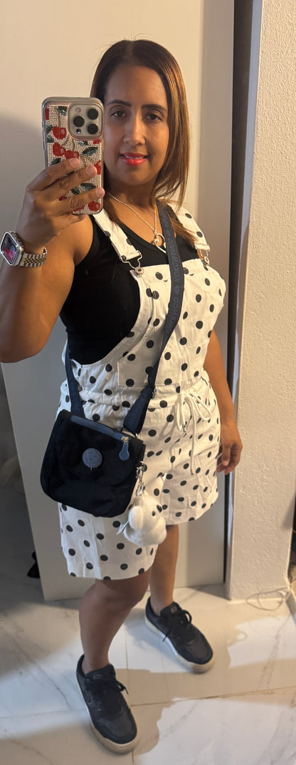 Romper Italiano Polkadots | Mangas Ajustables & Cinto | Base Blanca | One Size