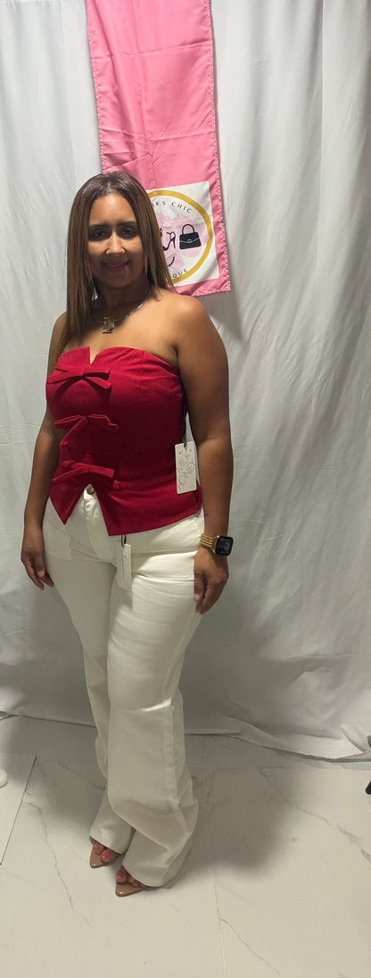 Red top strapless