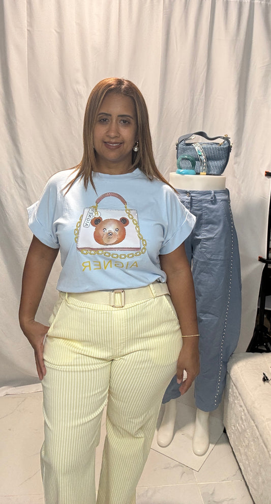 Pantalón Italiano de Rayas Blancas con Correa - One Size