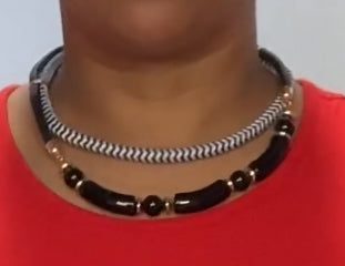 Set Collar y Pulsera Blanco y Negro