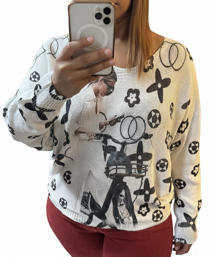 Blusa Manga Larga Inspirada en LV - Diseño Exclusivo Italiana