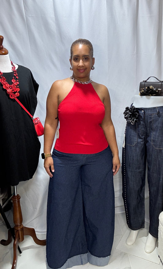 Top Halter Rojo con Cadena