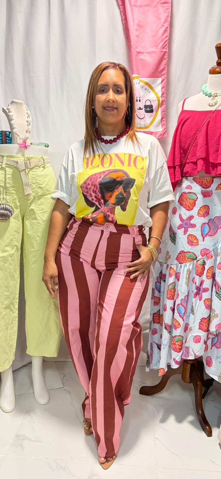 White Graphic Tee – Peach & Beach Summer Prints | One Size Italian