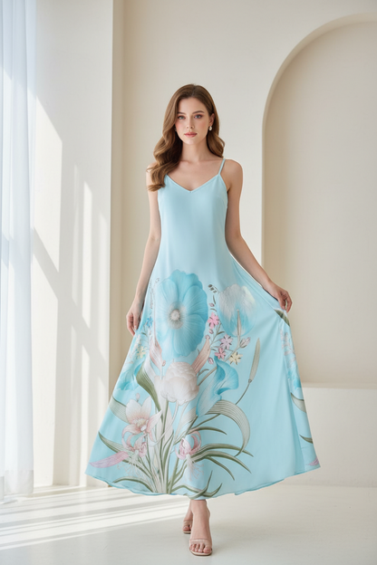 Vestido Suelto en Seda Italiana con Estampado Floral — Corte Nube